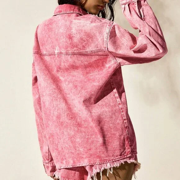 Pink Casual Women's Western Long Sleeve Cowgirl town & shorts set - Picture 3 of 9